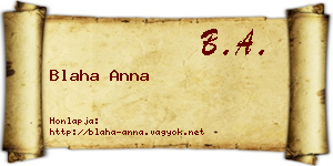 Blaha Anna névjegykártya